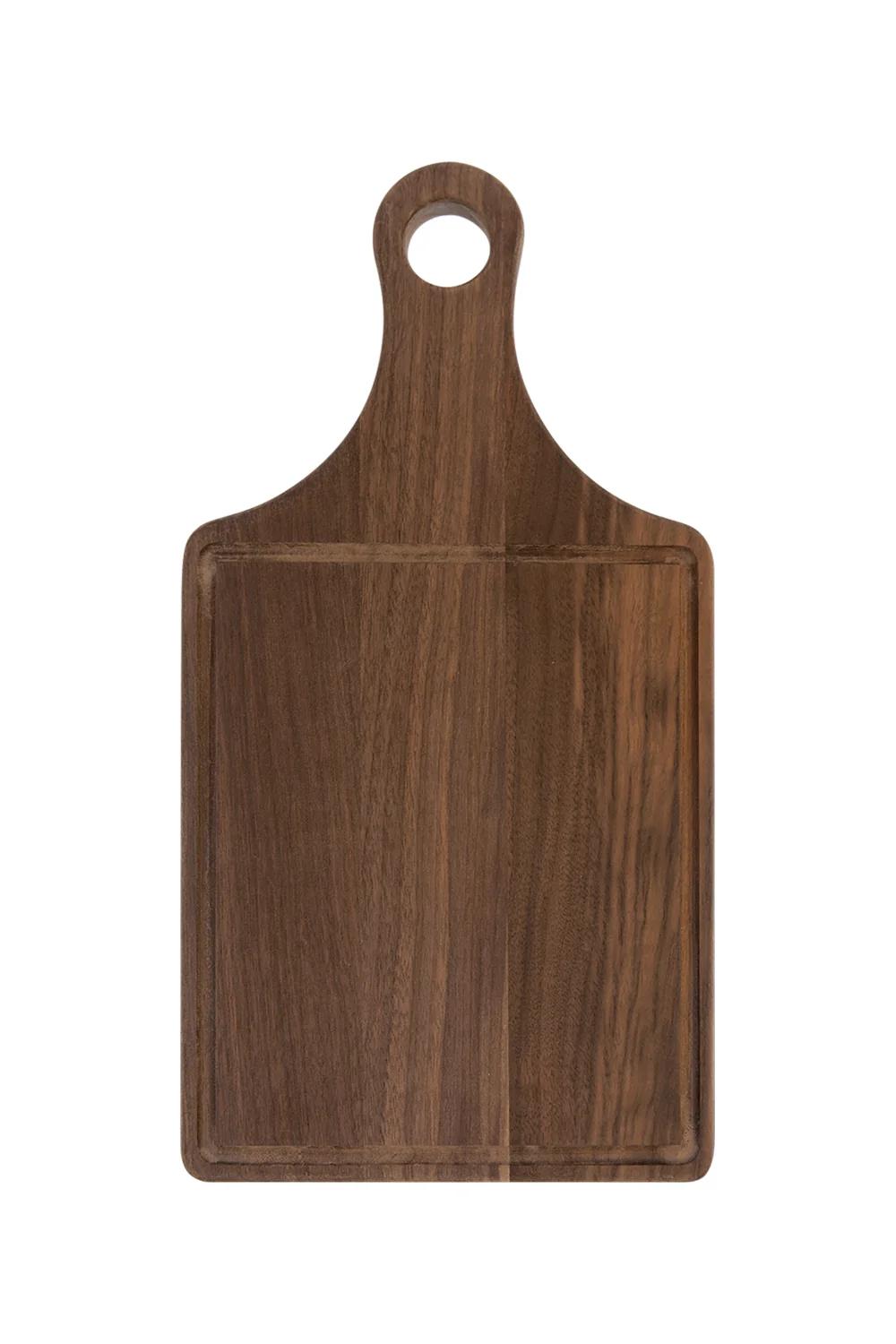 13 1/2 x 7 Natural Wood Cutting Board Paddle Shape with Drip Ring