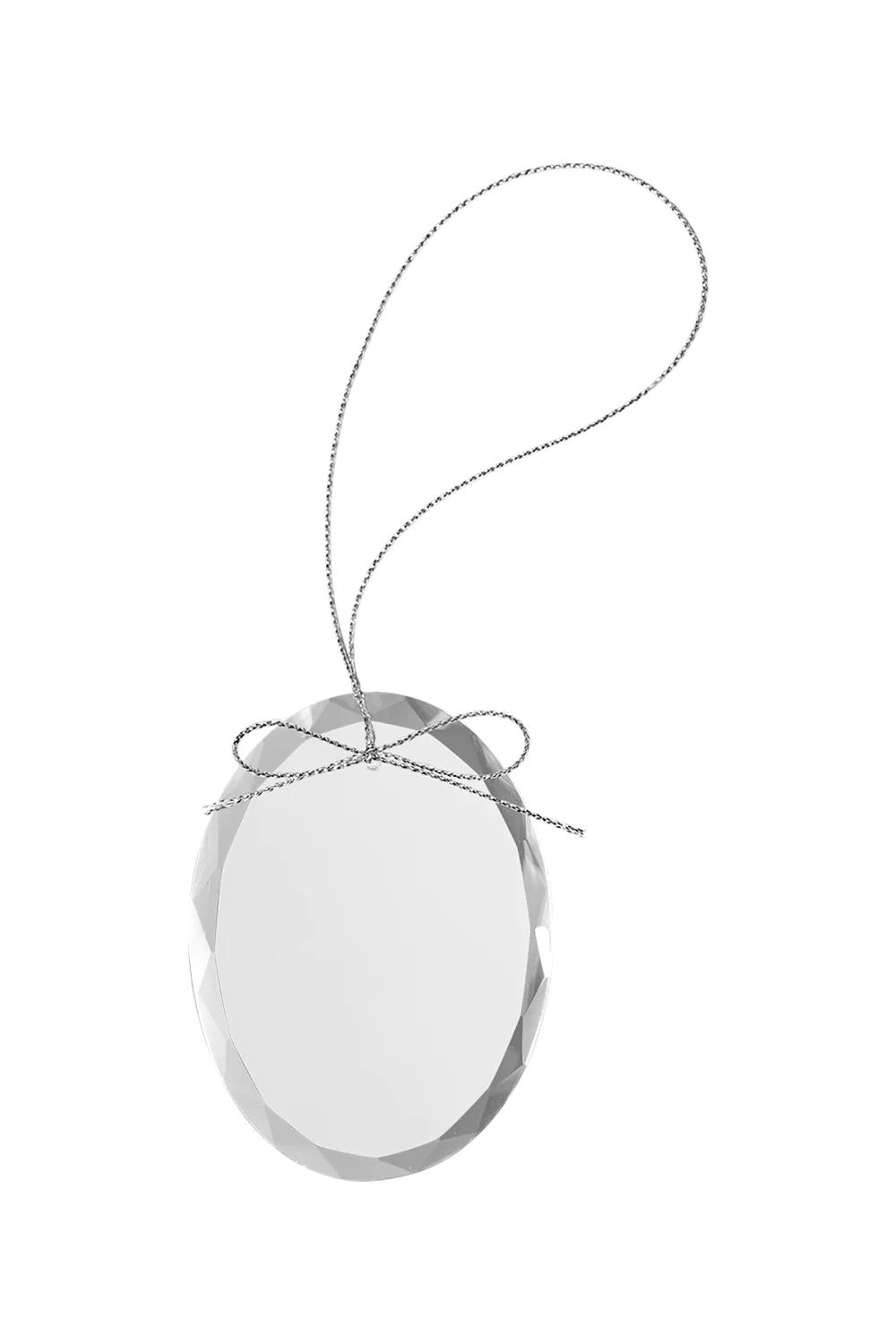 3 1/4 Clear Oval Glass Ornament with Silver String