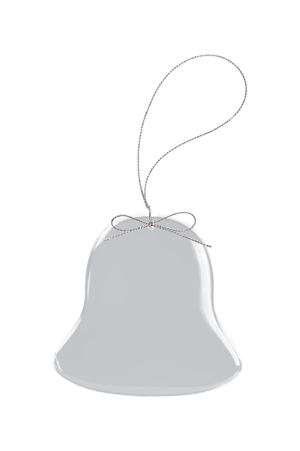 3 Clear Bell Glass Ornament with Silver String