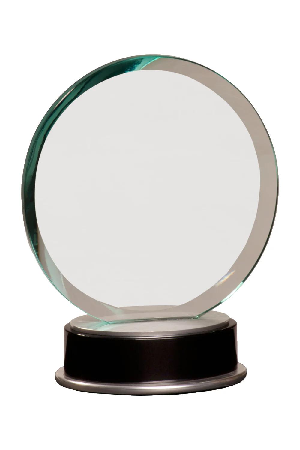 7 1/4 Jade Round Metro Glass with Silver and Black Piano Finish Base